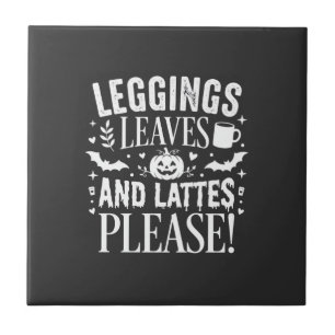 Halloween Leggings Blätter und Lattes Herbst Kaffe Fliese