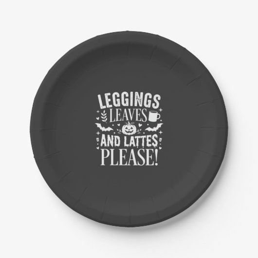 Halloween Leggings Blätter und Lattes Herbst Kaffe Pappteller (Vorderseite)