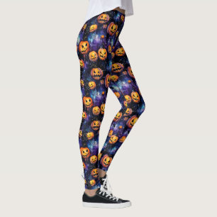 Halloween Leggings Jack-O-Lanterns Orange Pumpkins