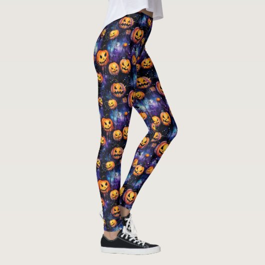 Halloween Leggings Jack-O-Lanterns Orange Pumpkins (Rechts)