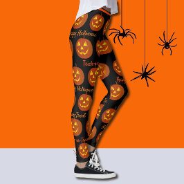 Halloween Leggings Jack-O-Lanterns Orange Pumpkins