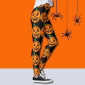 Halloween Leggings Jack-O-Lanterns Orange Pumpkins
