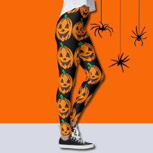 Halloween Leggings Jack-O-Lanterns Orange Pumpkins