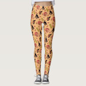 Halloween-Leggings KatzenHexe und Kürbiskugel auf  Leggings (Vorderseite)