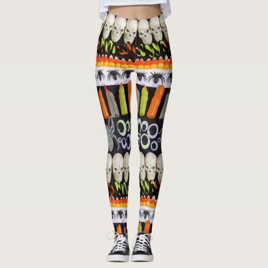 Halloween Leggings - Skulpturen, Spinnen (Vorderseite)