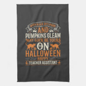Halloween Lehrer-Assistent Schwarze Katzen und Kür Geschirrtuch (Vertikal)