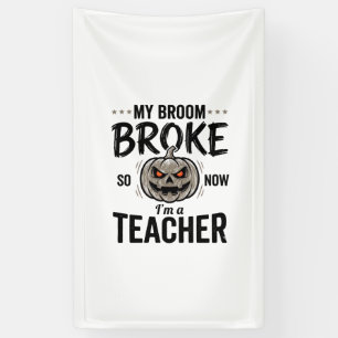 Halloween-Lehrer Besen Brach Vintage Kürbis Desi Banner