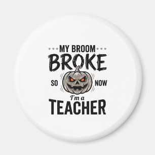 Halloween-Lehrer Besen Brach Vintage Kürbis Desi Magnet
