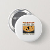 Halloween-Lehrer-Besen-Bruch-Vintage-Design_1 Button (Vorne & Hinten)