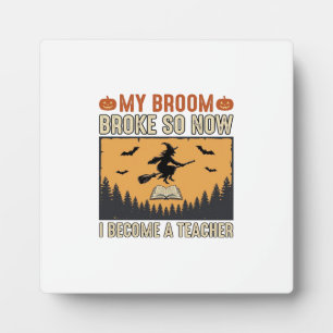Halloween-Lehrer-Besen-Bruch-Vintage-Design_1 Fotoplatte