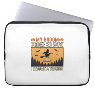 Halloween-Lehrer-Besen-Bruch-Vintage-Design_1 Laptopschutzhülle
