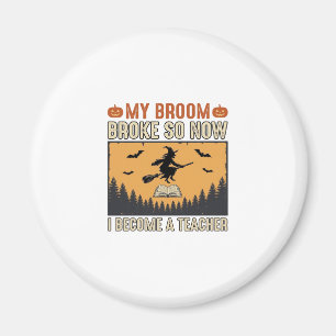 Halloween-Lehrer-Besen-Bruch-Vintage-Design_1 Magnet
