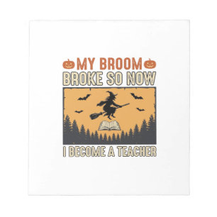 Halloween-Lehrer-Besen-Bruch-Vintage-Design_1 Notizblock