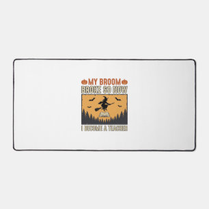 Halloween-Lehrer-Besen-Bruch-Vintage-Design_1 Schreibtischunterlage