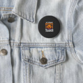 Halloween-Lehrer-Besen-Zerbrochener-Kürbis-Design Button (Beispiel)
