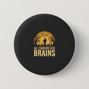 Halloween-Lehrer Gehirne Button