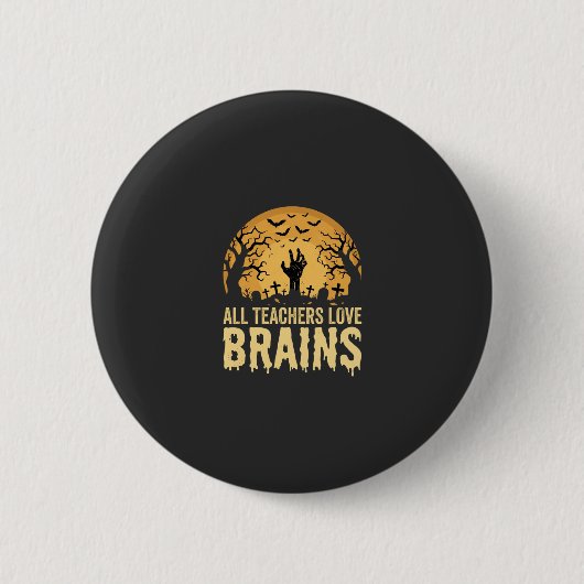 Halloween-Lehrer Gehirne Button (Vorderseite)