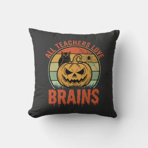 Halloween-Lehrer Gehirne Vintage Kürbis Eule Kissen