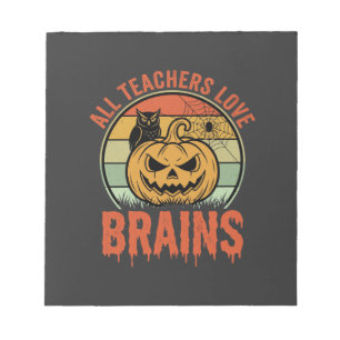 Halloween Lehrer Gehirne Vintage Kürbis Eule Notizblock
