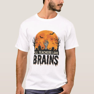 Halloween-Lehrer-Gehirne Vintage-Vektor-Design_1 T-Shirt