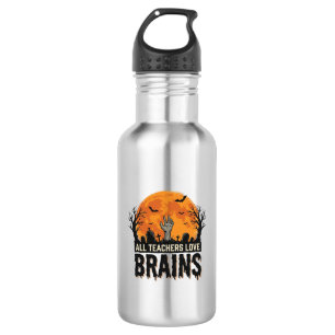 Halloween-Lehrer-Gehirne Vintage-Vektordesign_1 Edelstahlflasche