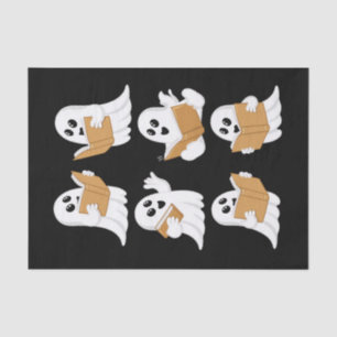 Halloween-Lehrer-Geist-Lesebücher-Bibliothekar Seidenpapier