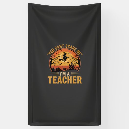 Halloween-Lehrer-Hexenkatze-Design Banner (Vertikal)