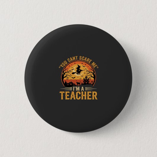 Halloween-Lehrer-Hexenkatze-Design Button (Vorderseite)