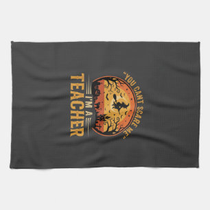 Halloween-Lehrer-Hexenkatze-Design Geschirrtuch