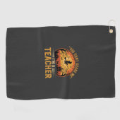Halloween-Lehrer-Hexenkatze-Design Golfhandtuch (Horizontal)
