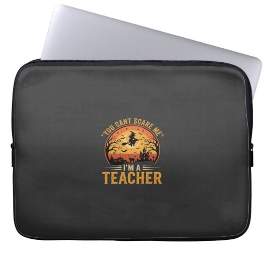 Halloween-Lehrer-Hexenkatze-Design Laptopschutzhülle (Vorderseite)