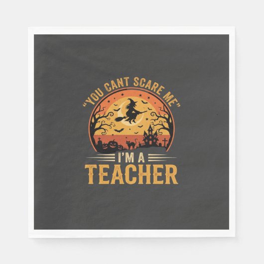 Halloween-Lehrer-Hexenkatze-Design Serviette (Vorderseite)