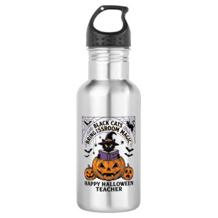 Halloween Lehrer Katze Vintage Kürbis Klassenzimme Edelstahlflasche