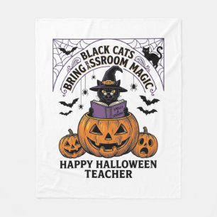 Halloween Lehrer Katze Vintage Kürbis Klassenzimme Fleecedecke