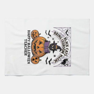 Halloween Lehrer Katze Vintage Kürbis Klassenzimme Geschirrtuch