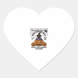 Halloween Lehrer Katze Vintage Kürbis Klassenzimme Herz-Aufkleber