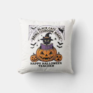 Halloween Lehrer Katze Vintage Kürbis Klassenzimme Kissen