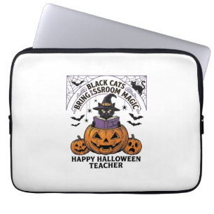 Halloween Lehrer Katze Vintage Kürbis Klassenzimme Laptopschutzhülle