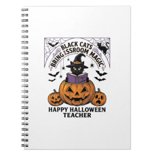 Halloween Lehrer Katze Vintage Kürbis Klassenzimme Notizblock