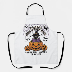 Halloween Lehrer Katze Vintage Kürbis Klassenzimme Schürze