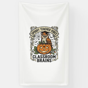 Halloween-Lehrer-Kürbis-Eule-Vintage-Schul-Shirt Banner