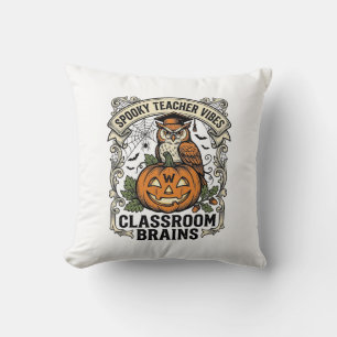 Halloween-Lehrer-Kürbis-Eule-Vintage-Schul-Shirt Kissen
