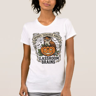 Halloween-Lehrer-Kürbis-Eule-Vintage-Schul-Shirt T-Shirt
