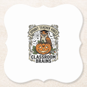 Halloween-Lehrer-Kürbis-Eule-Vintage-Schul-Shirt Untersetzer
