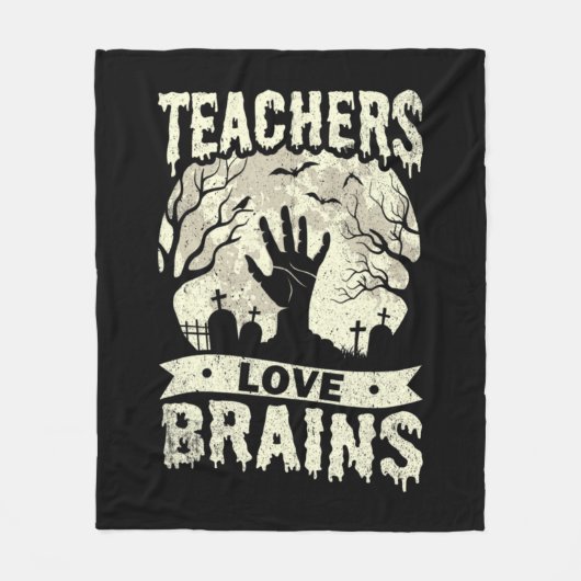 halloween lehrer Liebe Gehirn Zombie Schule Fleecedecke (Vorderseite)