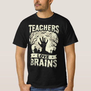 halloween lehrer Liebe Gehirn Zombie Schule T-Shirt