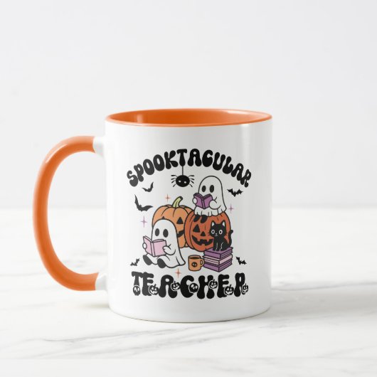 Halloween-Lehrer - Niedliche Geister & Buch Tasse (Links)