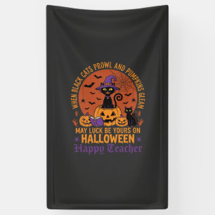Halloween-Lehrer-Schwarze Katze Kürbis Glück Banner