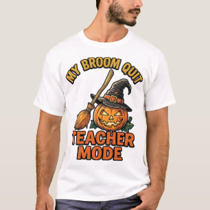 Halloween-Lehrer-Shirt Lustiges Besen-Problem-Desi T-Shirt