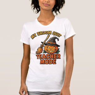 Halloween-Lehrer-Shirt Lustiges Besen-Problem-Desi T-Shirt